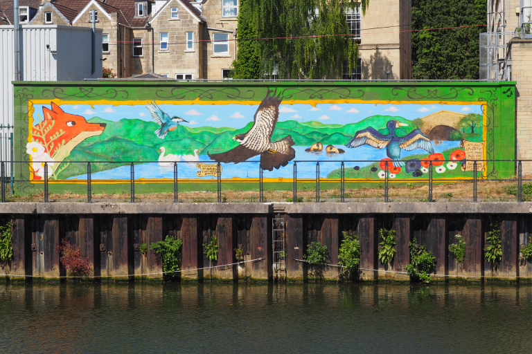Nature-themed mural brings a splash of colour to Bath riverside